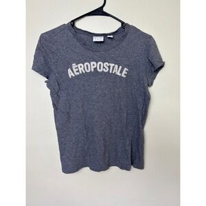 Aeropostale Gray Graphic Logo Crew‎ Neck Short Sleeve Tee T-Shirt Women's L
